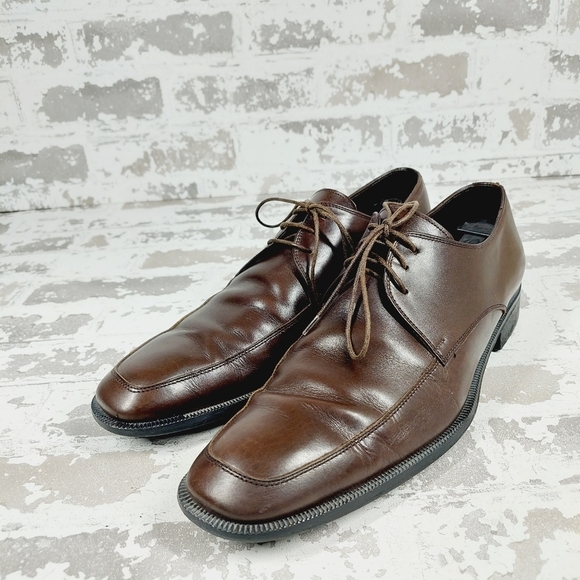 Ermenegildo Zegna Brown Leather Lace Up Business Casual Dress Shoes O714 main image 12
